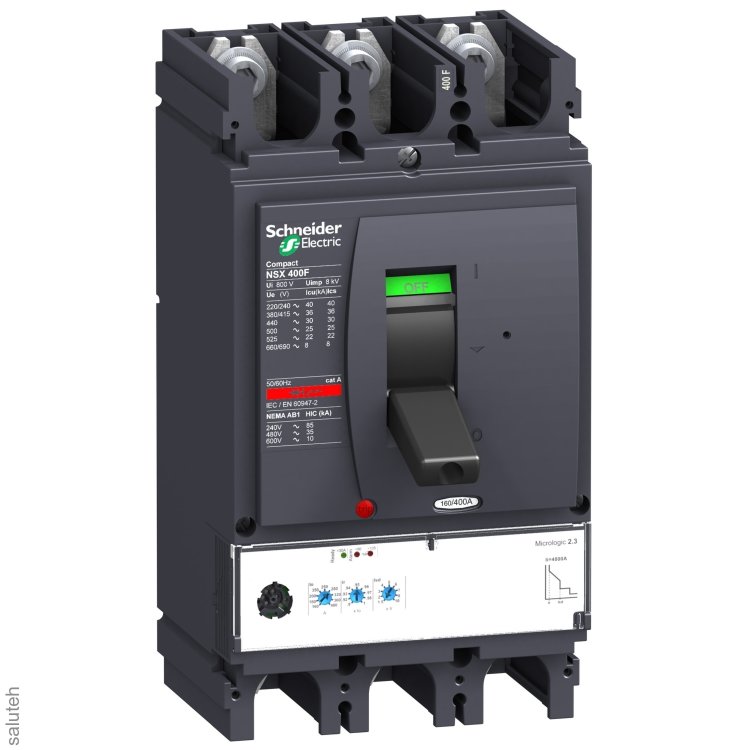 Выключатель автоматический NSX400N MICROLOGIC 2.3 400A 3P3D электронный расцепитель (LV432693)