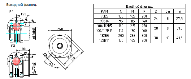 CVR110(i=20)IEC100/112B5 Червячный редуктор