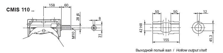 CVRIS110(i=20)input shaft kit *28мм Червячный редуктор (Является специзделием, возврату и обмену не подлежит)